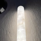 Suspension LED cylindrique moderne en métal noir et albâtre