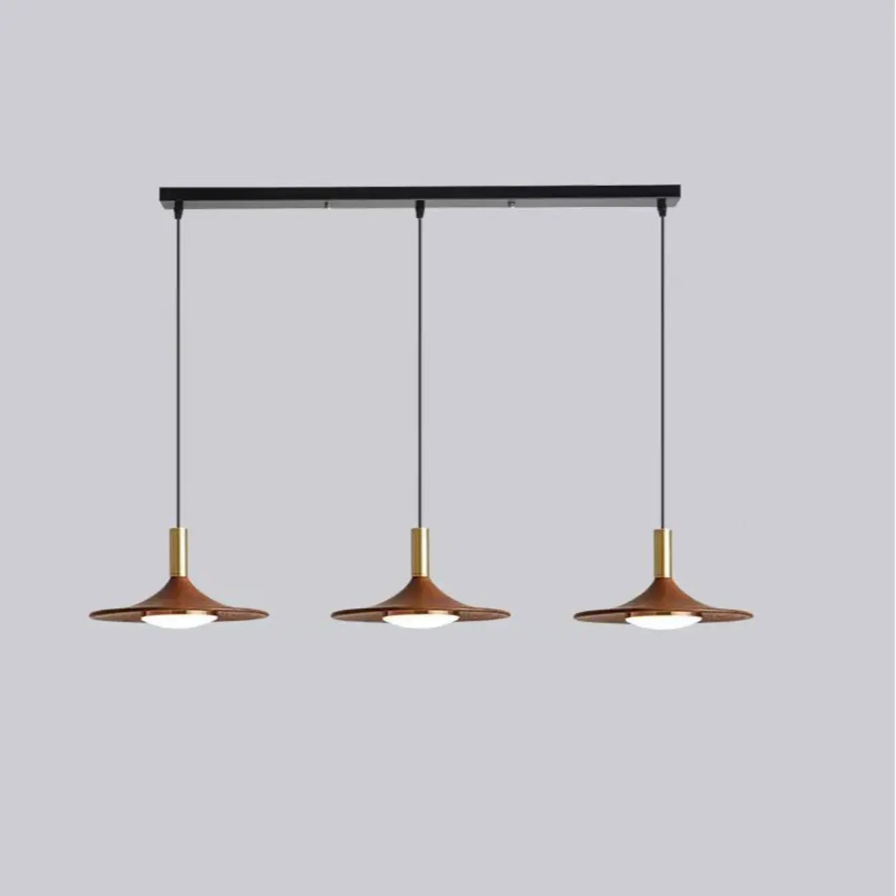 Suspension géométrique moderne en métal, noyer et acrylique