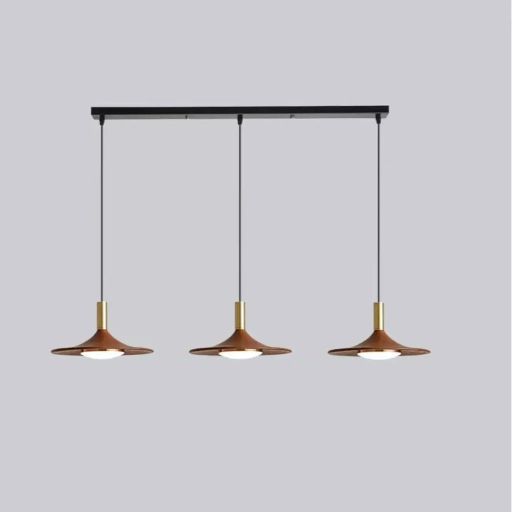 Suspension géométrique moderne en métal, noyer et acrylique
