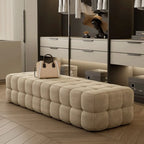 Banc de rangement moderne en velours gris pour chambre à coucher