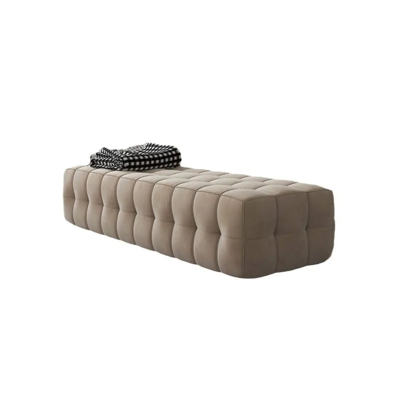 Banc de rangement moderne en velours gris pour chambre à coucher