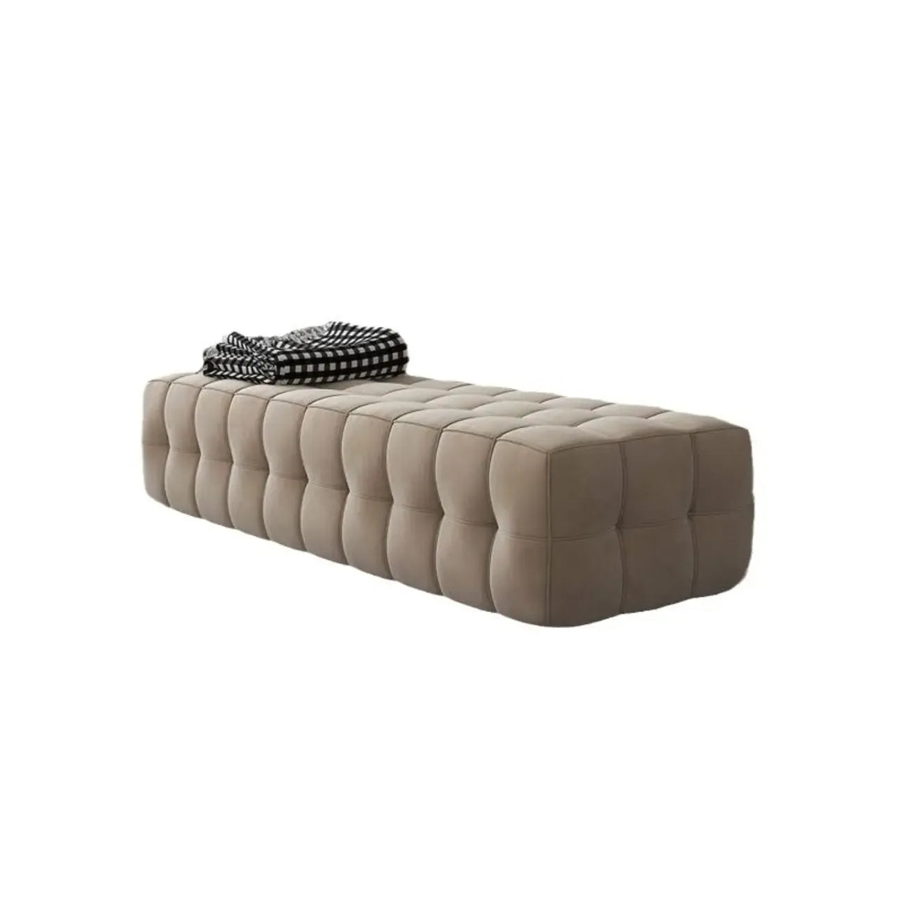 Banc de rangement moderne en velours gris pour chambre à coucher