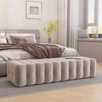 Banc de rangement moderne en velours gris pour chambre à coucher