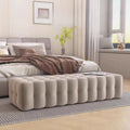 Banc de rangement moderne en velours gris pour chambre à coucher
