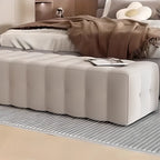 Banc de rangement moderne en velours gris pour chambre à coucher