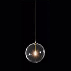 Suspension moderne en verre texturé transparent et bois