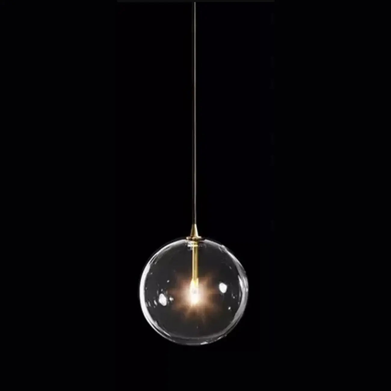 Suspension moderne en verre texturé transparent et bois