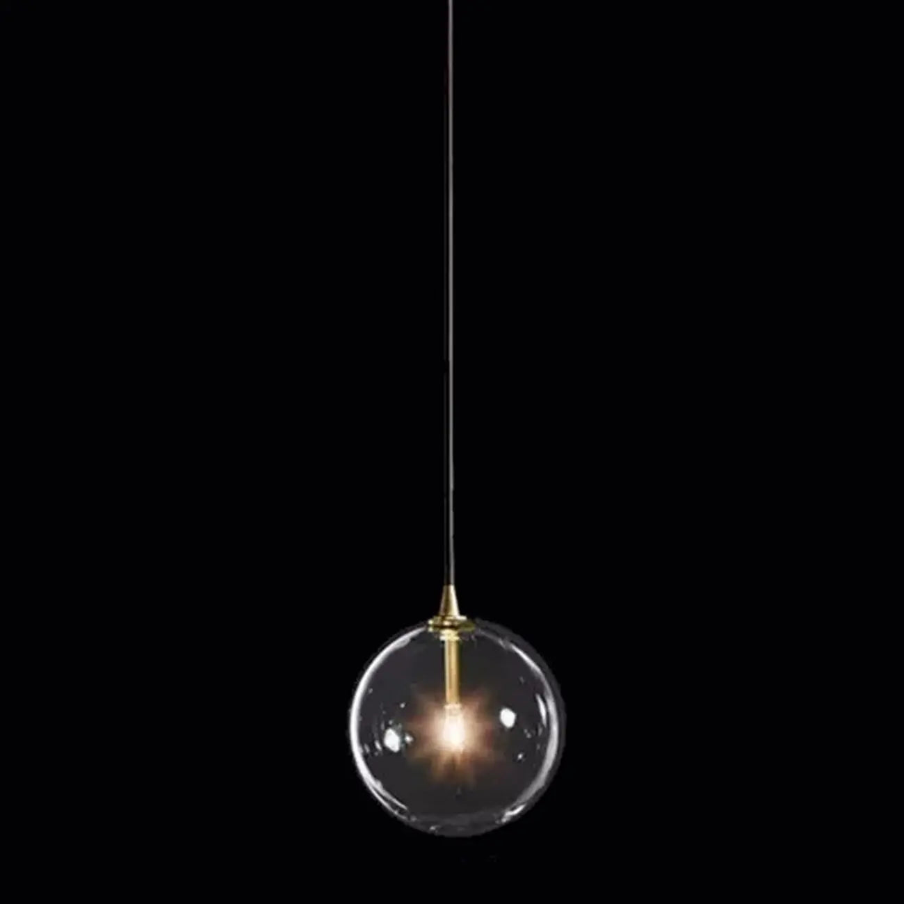 Suspension moderne en verre texturé transparent et bois