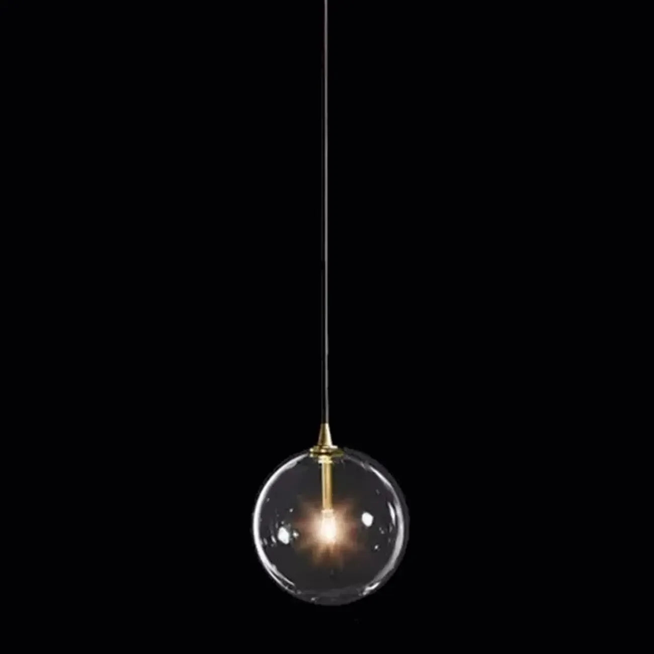 Suspension moderne en verre texturé transparent et bois