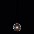 Suspension moderne en verre texturé transparent et bois