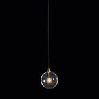 Suspension moderne en verre texturé transparent et bois
