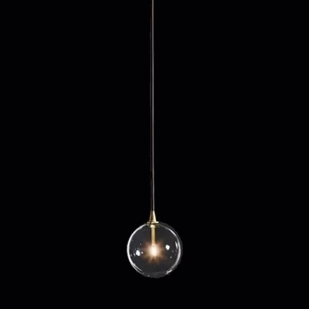 Suspension moderne en verre texturé transparent et bois