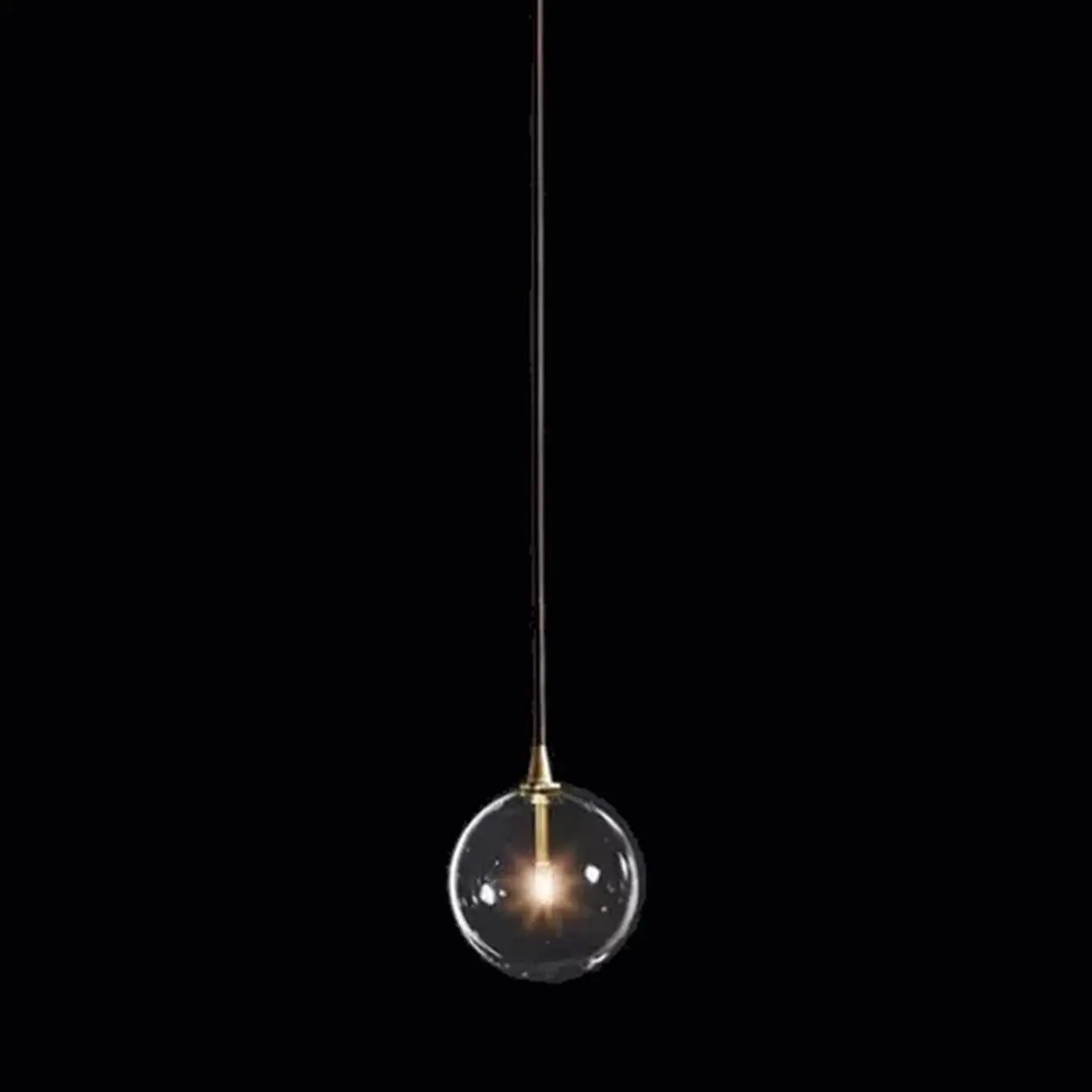 Suspension moderne en verre texturé transparent et bois