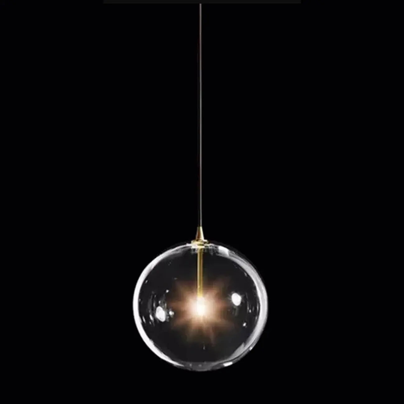 Suspension moderne en verre texturé transparent et bois
