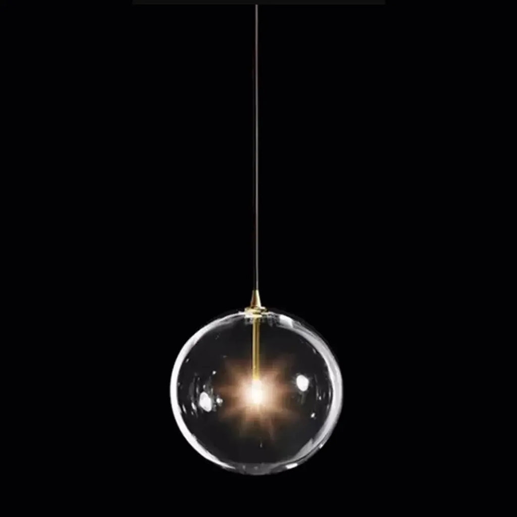 Suspension moderne en verre texturé transparent et bois