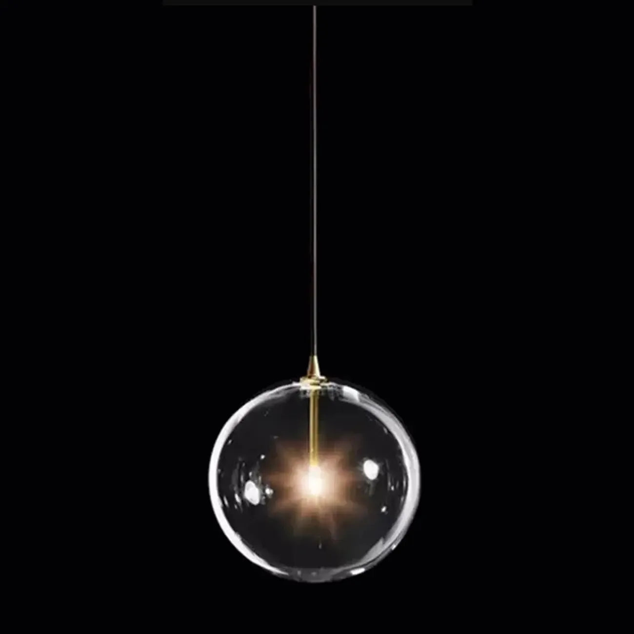 Suspension moderne en verre texturé transparent et bois