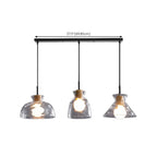 Suspension moderne en verre texturé transparent et bois