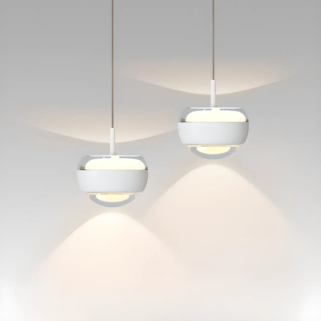 Suspension à 2 lumières avec globe en métal et acrylique transparent