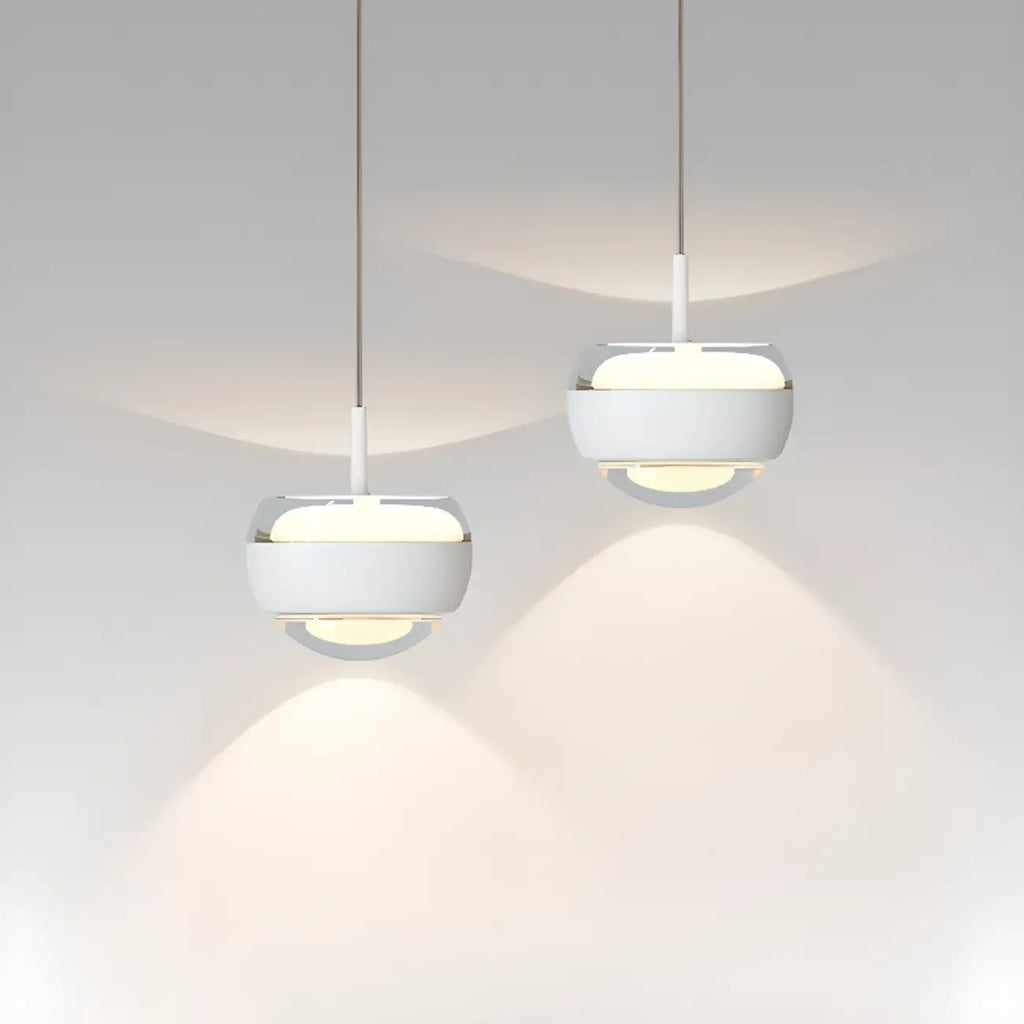 Suspension à 2 lumières avec globe en métal et acrylique transparent