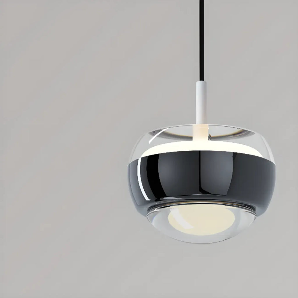 Suspension à 2 lumières avec globe en métal et acrylique transparent
