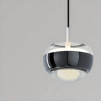 Suspension à 2 lumières avec globe en métal et acrylique transparent