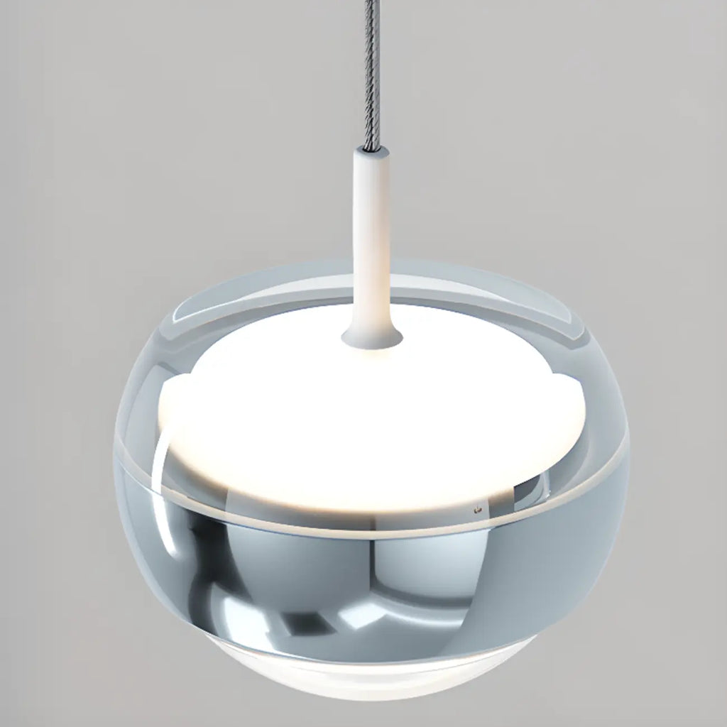 Suspension à 2 lumières avec globe en métal et acrylique transparent