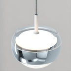 Suspension à 2 lumières avec globe en métal et acrylique transparent