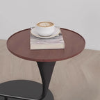 Lampadaire minimaliste en noyer avec table et abat-jour en tissu