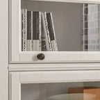 Coffre de rangement moderne en bois de peuplier blanc avec porte vitrée rabattable