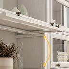 Coffre de rangement moderne en bois de peuplier blanc avec porte vitrée rabattable