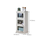 Coffre de rangement moderne en bois de peuplier blanc avec porte vitrée rabattable