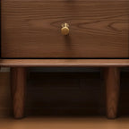 Table de chevet haute en bois brun noyer avec tiroirs