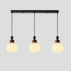 Suspension globe en bois et verre beige à intensité variable