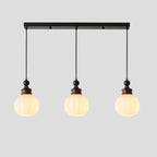 Suspension globe en bois et verre beige à intensité variable