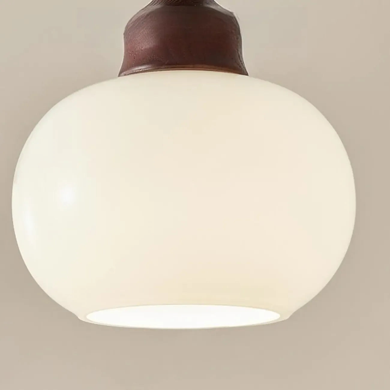 Suspension globe en bois et verre beige à intensité variable