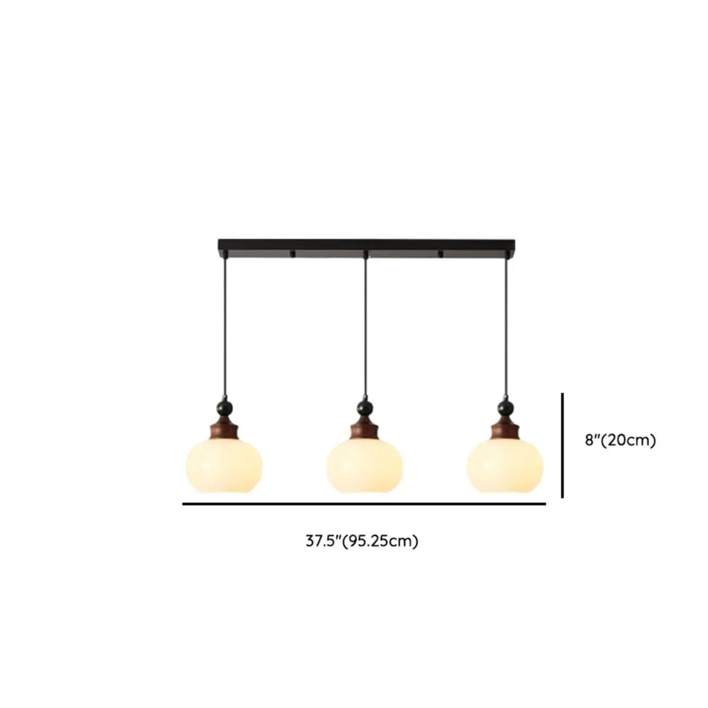 Suspension globe en bois et verre beige à intensité variable