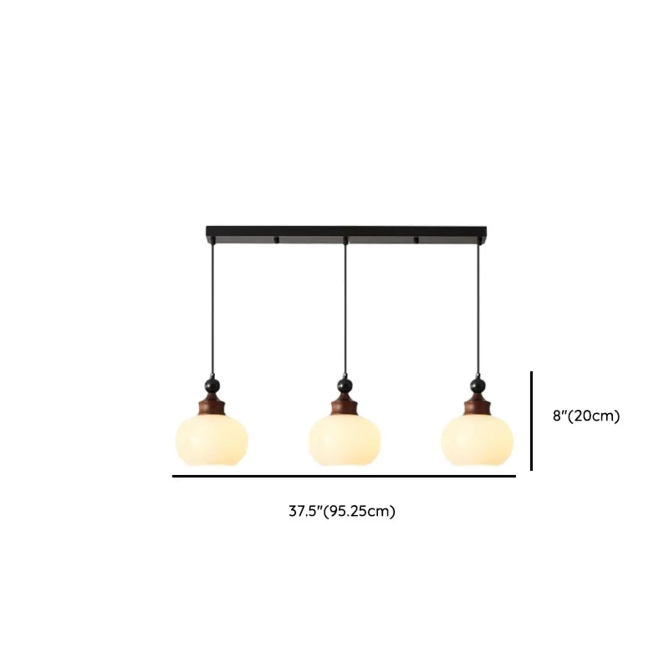 Suspension globe en bois et verre beige à intensité variable