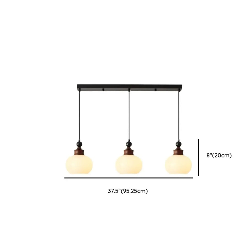 Suspension globe en bois et verre beige à intensité variable