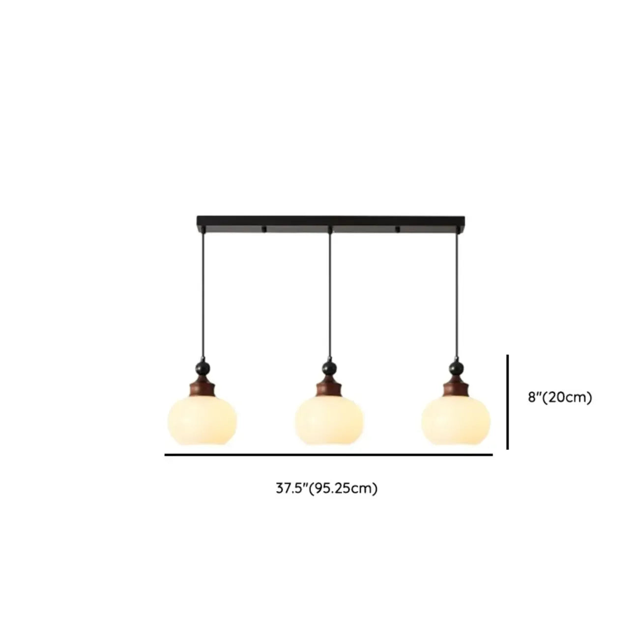 Suspension globe en bois et verre beige à intensité variable
