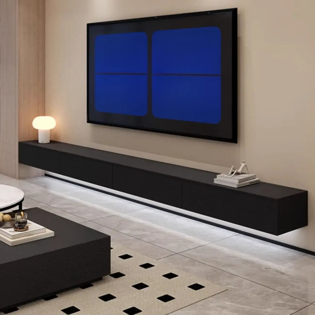 Meuble TV mural en bois d'hévéa pour salon moderne