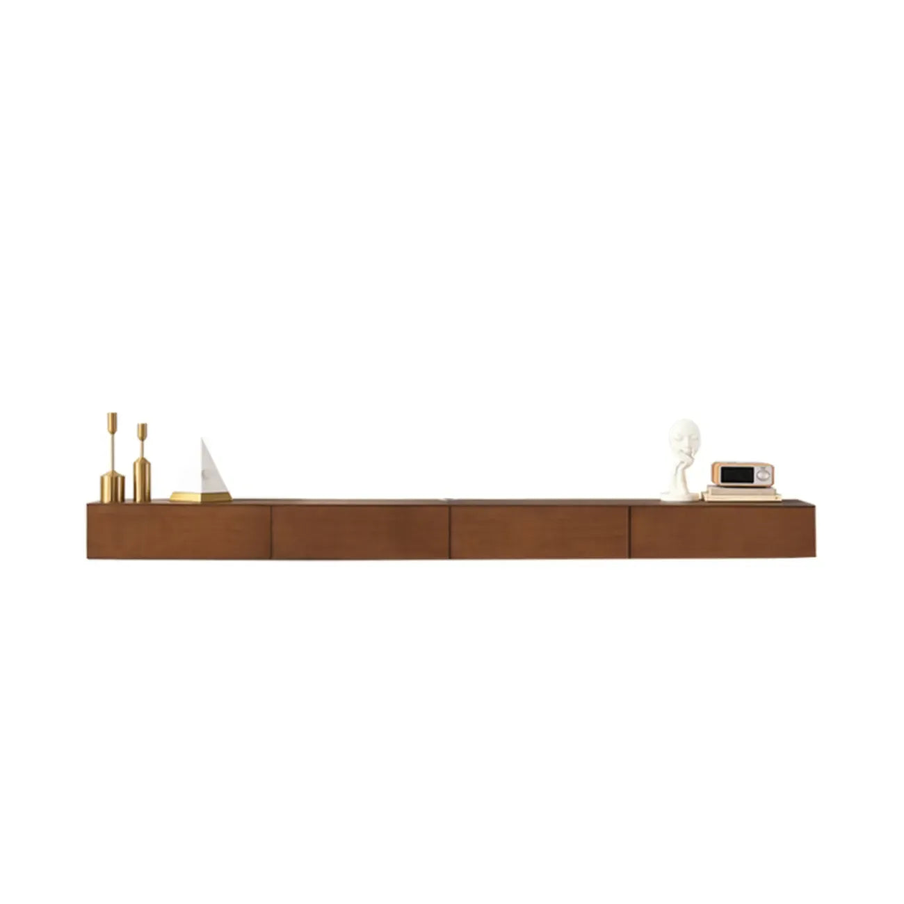 Meuble TV mural en bois d'hévéa pour salon moderne