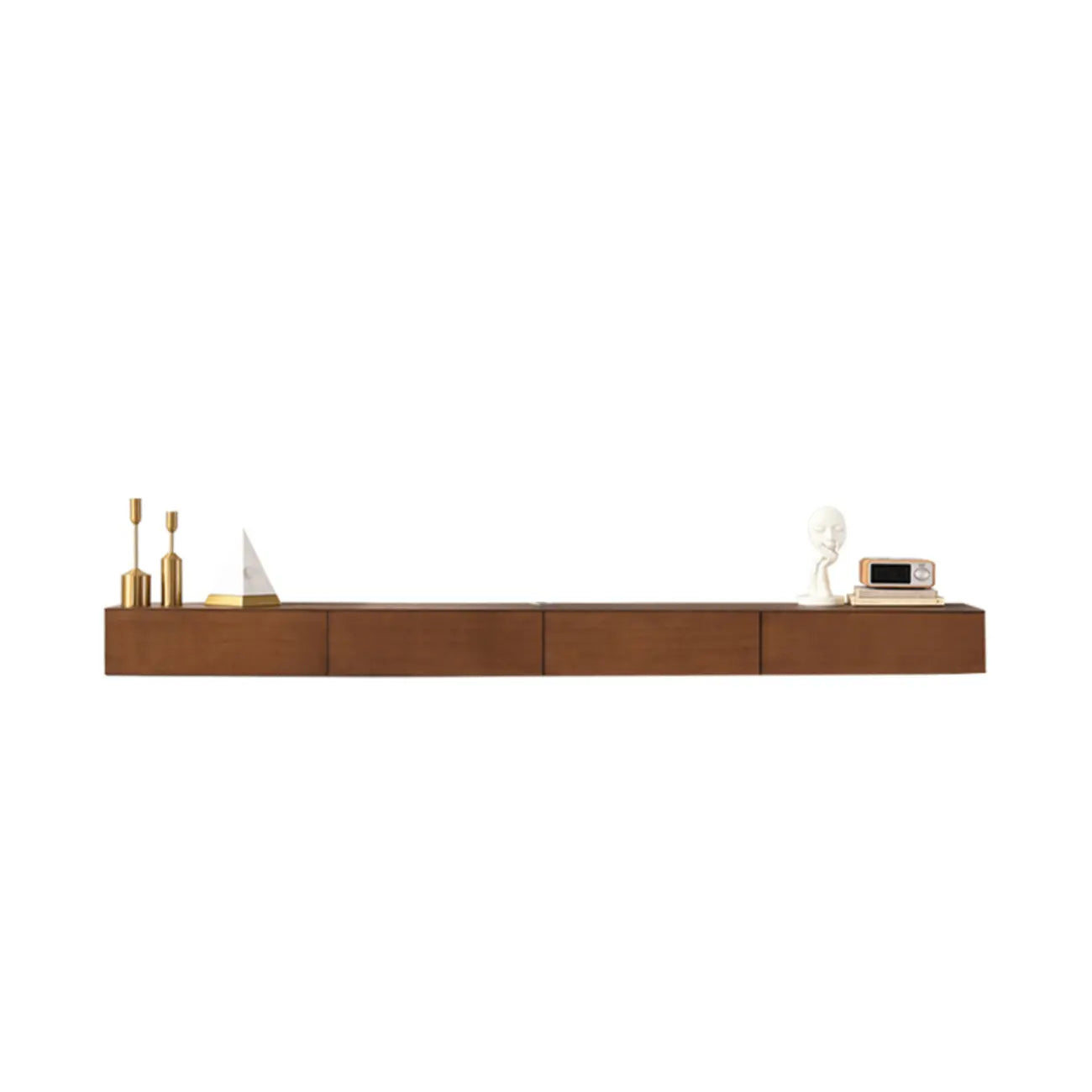 Meuble TV mural en bois d'hévéa pour salon moderne