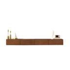 Meuble TV mural en bois d'hévéa pour salon moderne