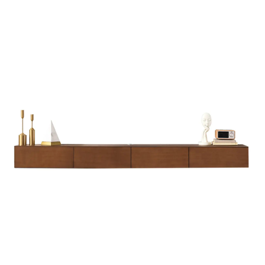 Meuble TV mural en bois d'hévéa pour salon moderne