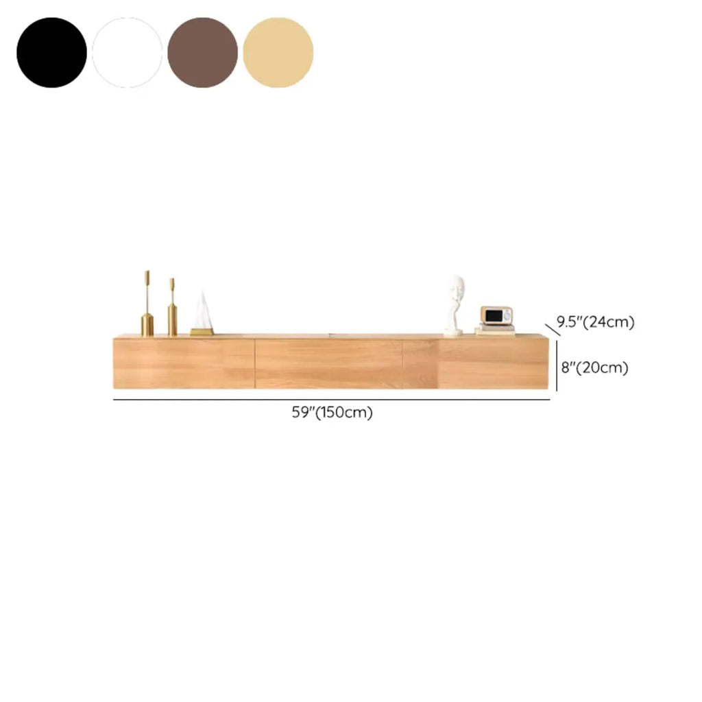 Meuble TV mural en bois d'hévéa pour salon moderne