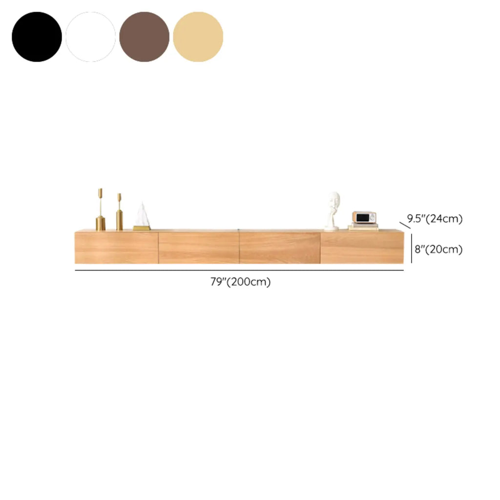 Meuble TV mural en bois d'hévéa pour salon moderne