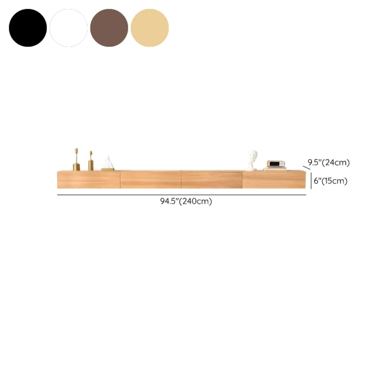 Meuble TV mural en bois d'hévéa pour salon moderne