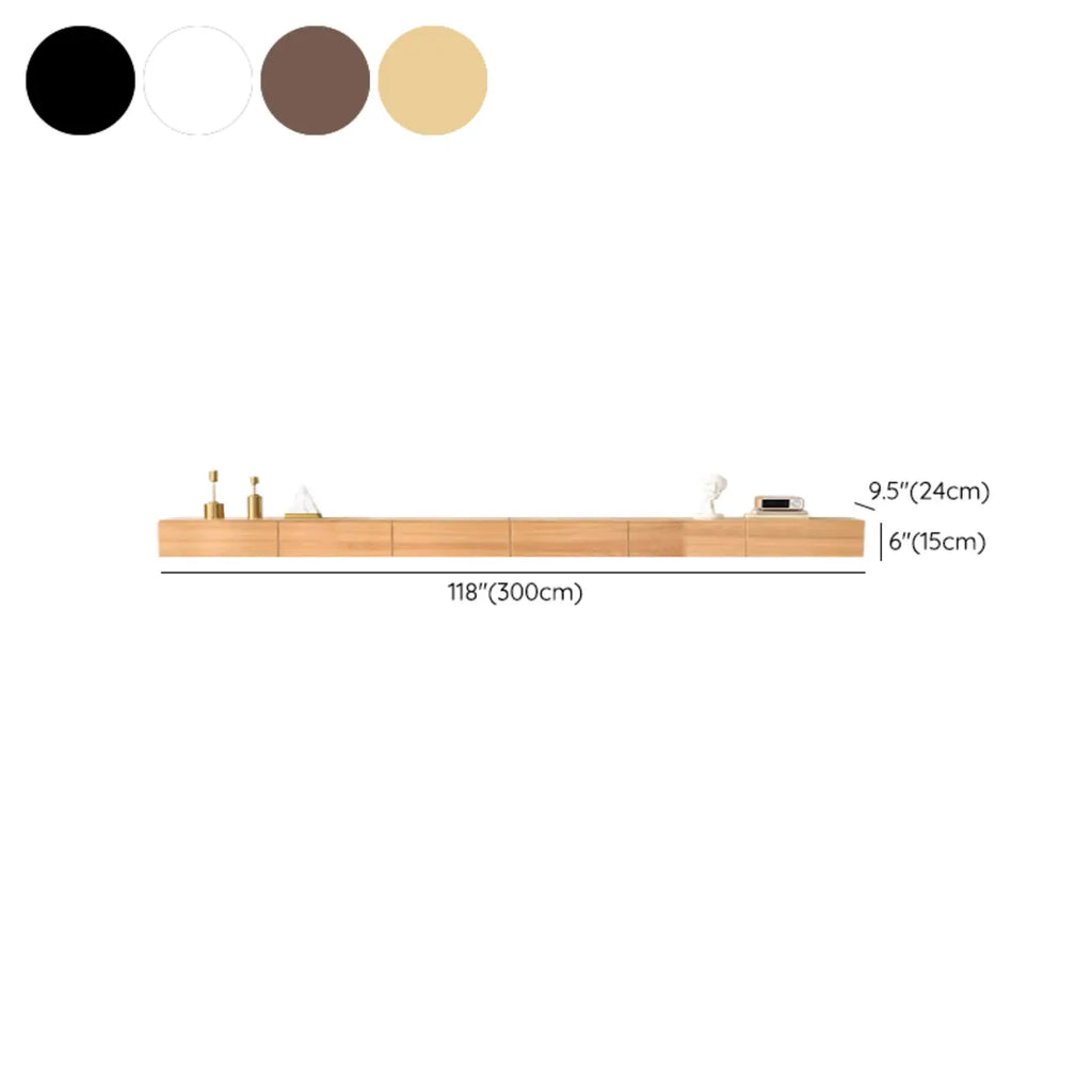 Meuble TV mural en bois d'hévéa pour salon moderne