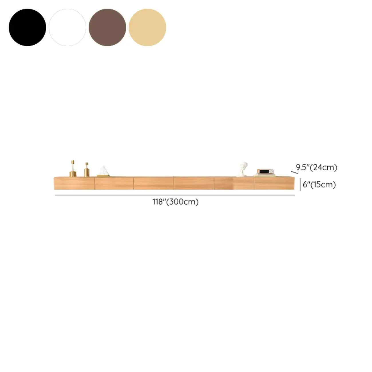 Meuble TV mural en bois d'hévéa pour salon moderne