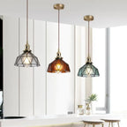 Suspension moderne géométrique en verre LED